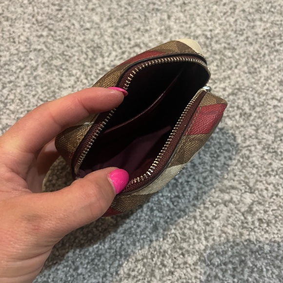 Coach Red and Brown Striped Pouch - Picture 3 of 4